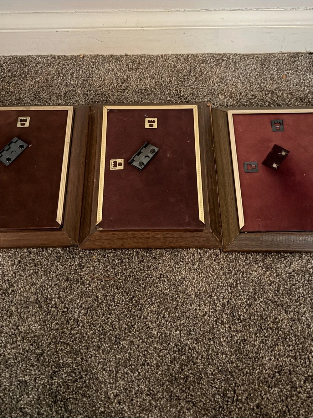 Vintage 5x7 Wooden Picture Frames in Brown and Gold lot of 3